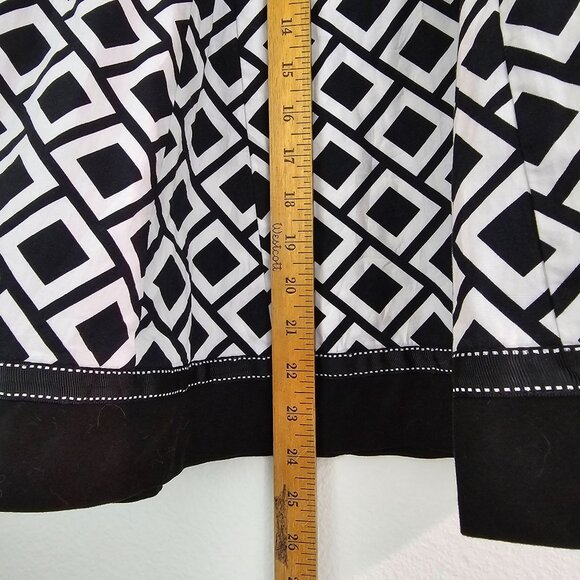 VTG RB Womens Sz 12 Monochrome Geometric Retro Midi Skirt Sustainable Cotton - Picture 5 of 9